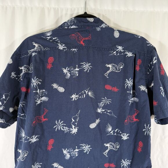 Levis Polo Shirt Men's Large Blue Pineapple Palm Trees Short Sleeve Button Up - Picture 10 of 11